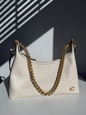 Coach Juliet Shoulder Bag 25 Chalk White Gold Chain | Read Description